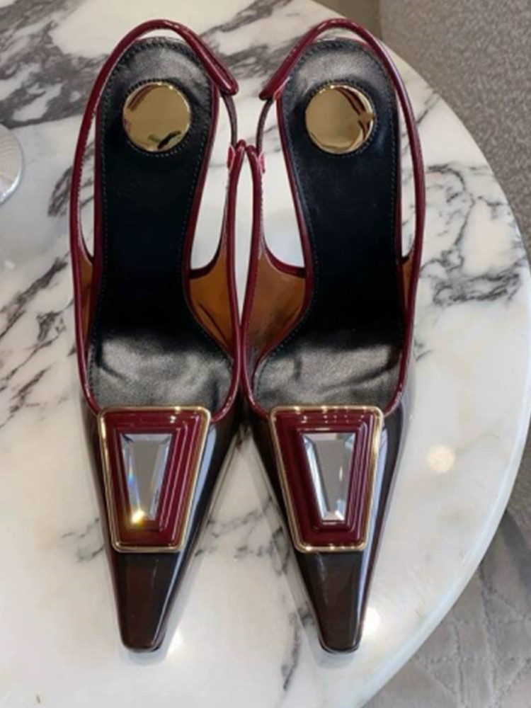 Metallic Heel Sandal - Sapatos Femininos Transparentes de PVC com