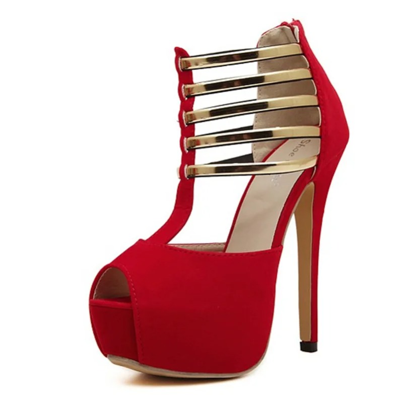 Metallic Heel Sandal - Sapatos Femininos de 13CM, Modelo Sexy,