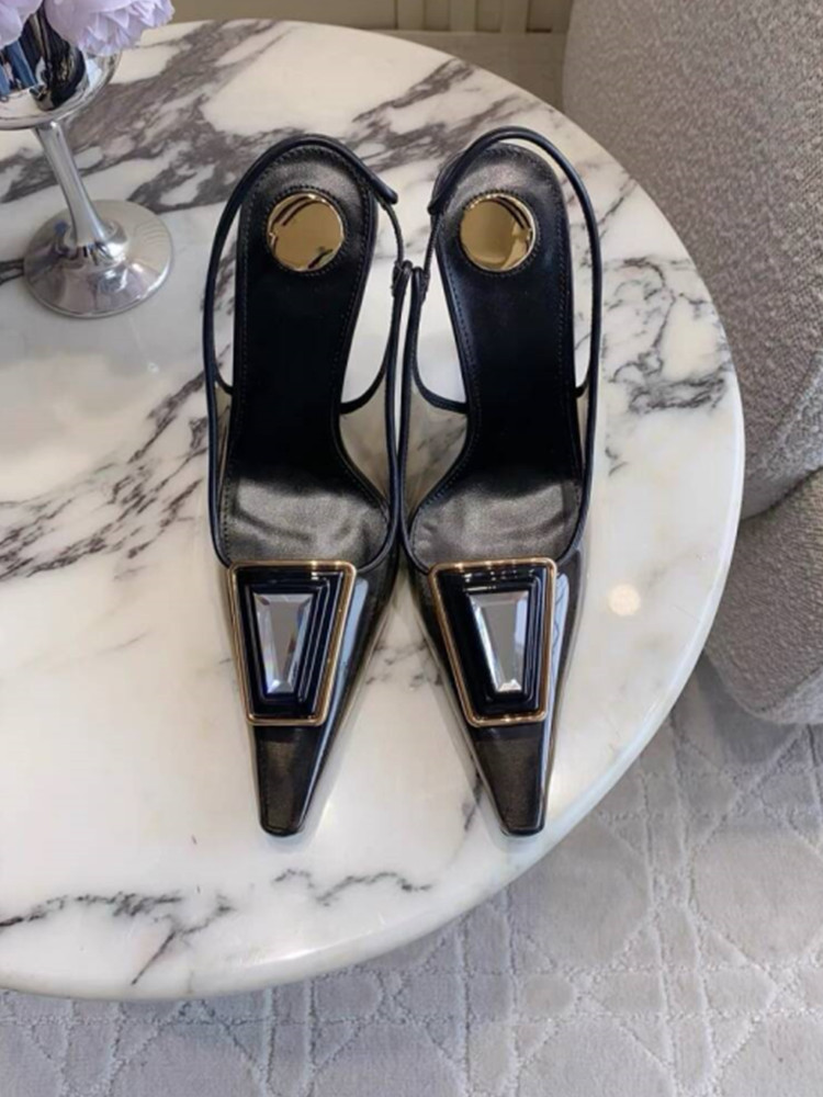 Sapatos Femininos Transparente - Metallic Heel Sandal avaliação e preço