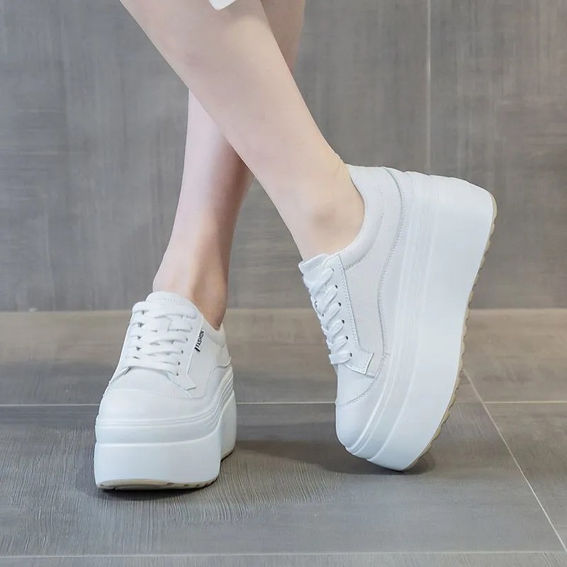 8cm nova lona de couro genuíno - Women Shoes Sale avaliação e preço