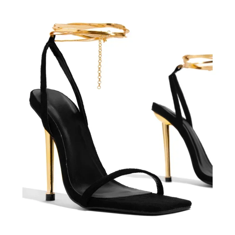 Sandálias de Salto Alto Dourad - Metallic Heel Sandal avaliação e preço