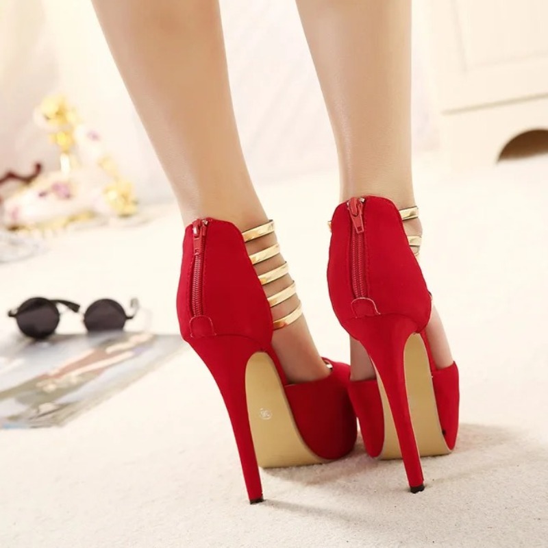 Sapatos Femininos de 13CM, Mod - Metallic Heel Sandal avaliação e preço