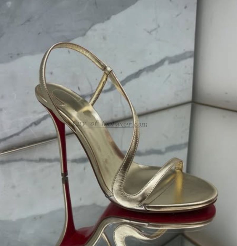 Sandálias sexy de couro metáli - Metallic Heel Sandal avaliação e preço